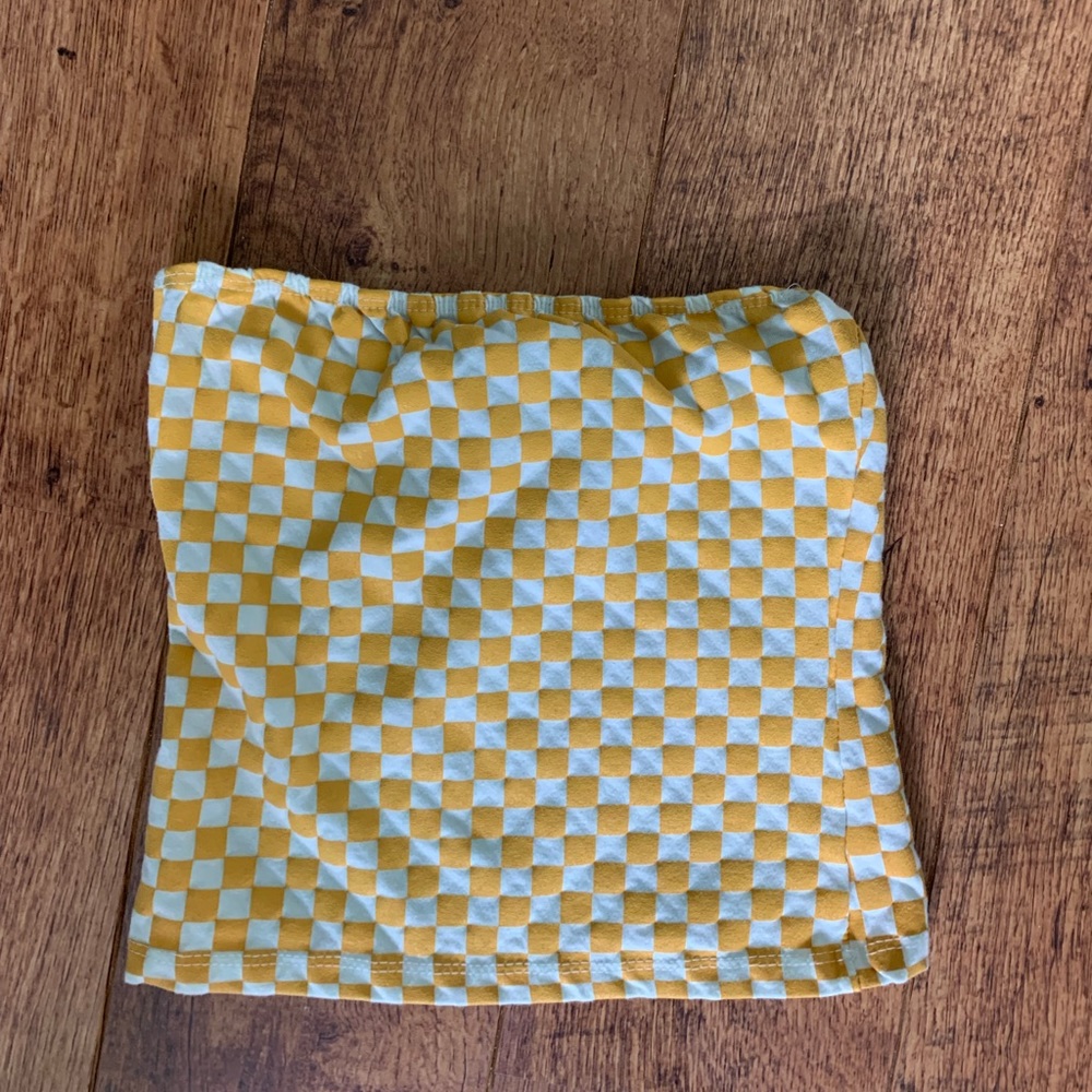 Yellow checkered tube top